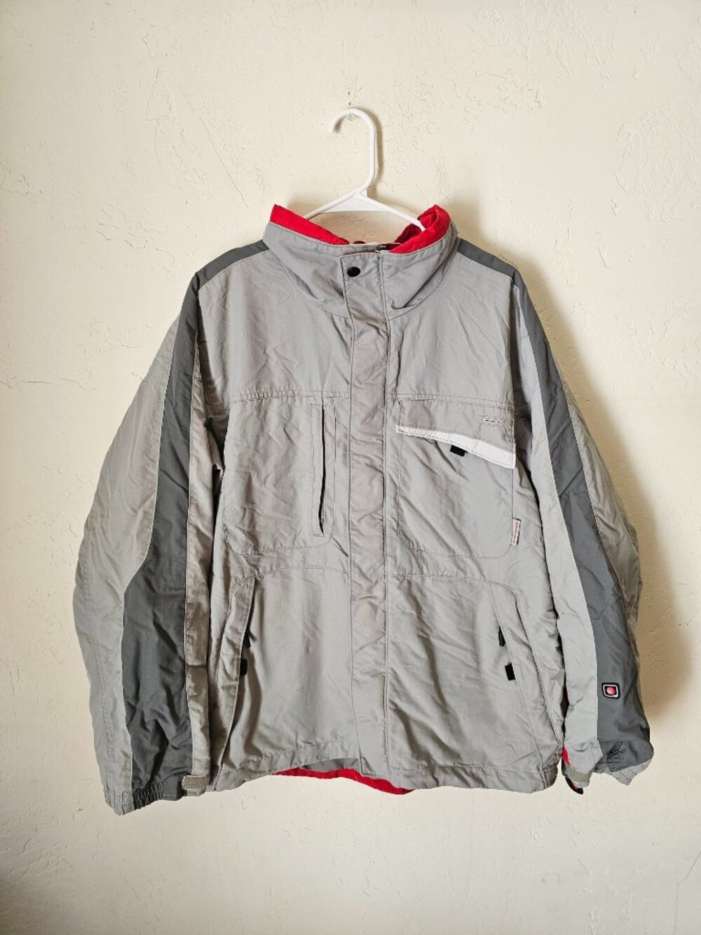 Columbia Mens Convert Performance Jacket Gray/Red Size L